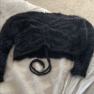 short black v-neck sweater